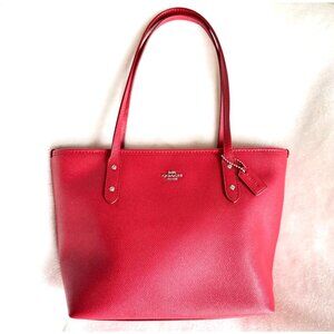 Coach Red Leather City small Tote Bag With Zip Closure & Interior Pocket 22967
